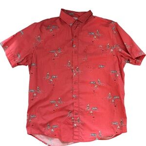 Izod Men's Red Printed Casual Shirt